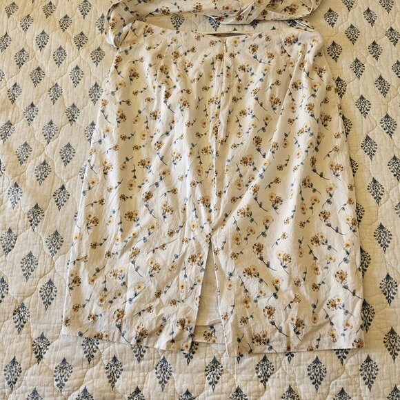 Antonio Melani White Floral Cotton Belted Midi Skirt Size 10 Lined Summer - Picture 10 of 13